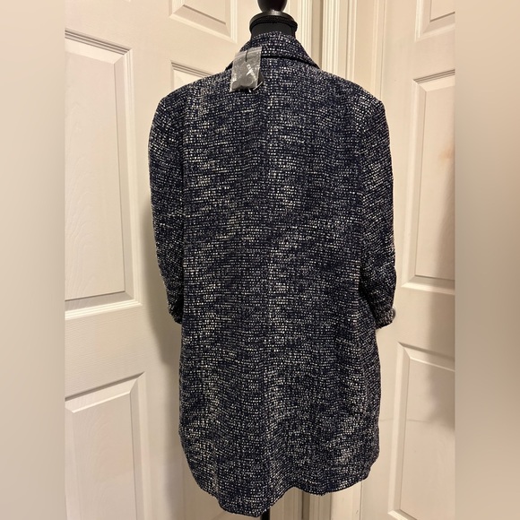 Express Navy and White Tweed Double-Breasted Coat - Picture 5 of 11